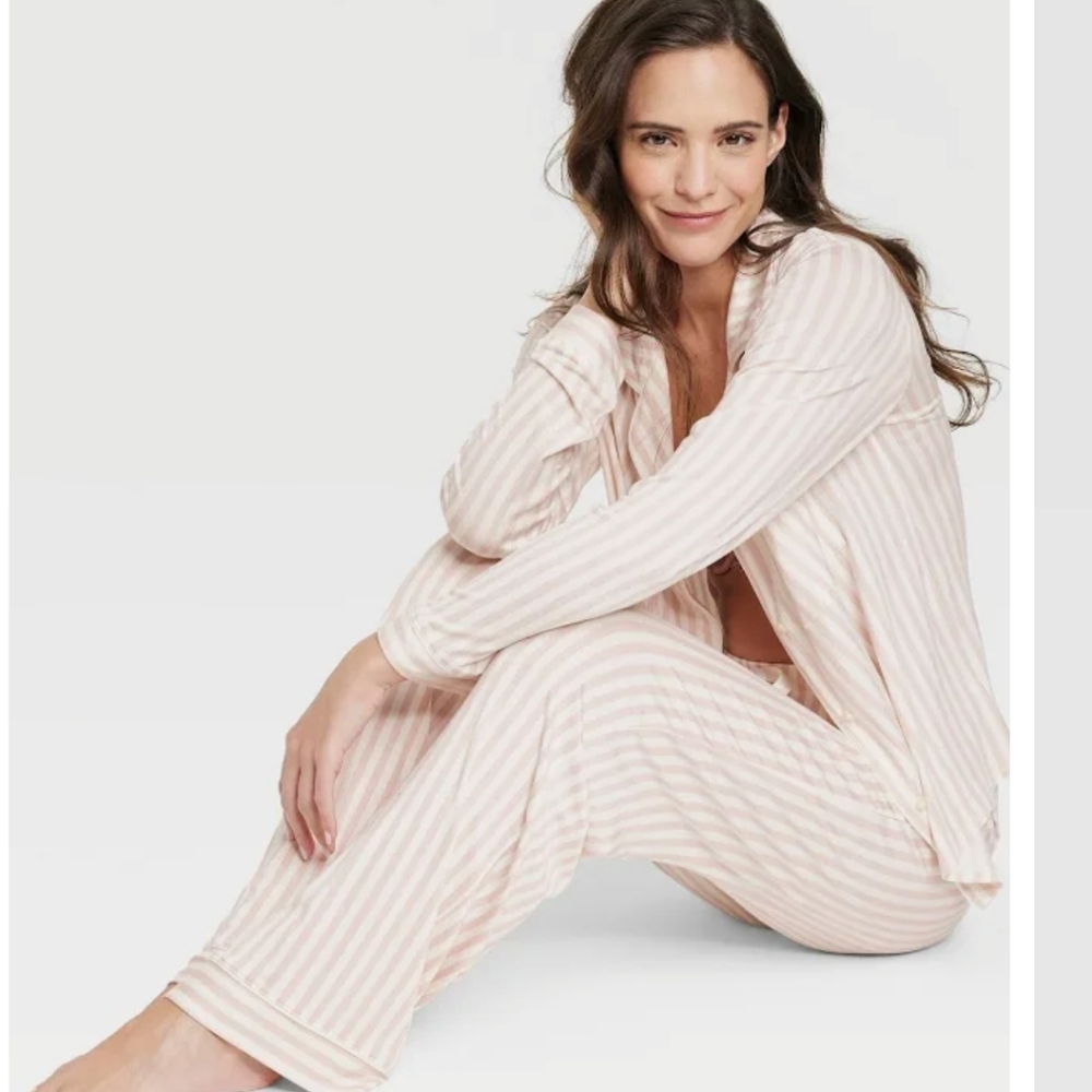 Stars Above Pink & White Striped Pajamas Super Soft XXL
